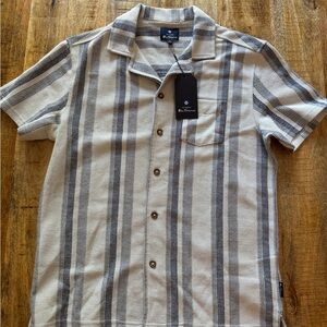 Ben Sherman Beige and Blus gray Striped cotton blend Button Down Shirt men’s